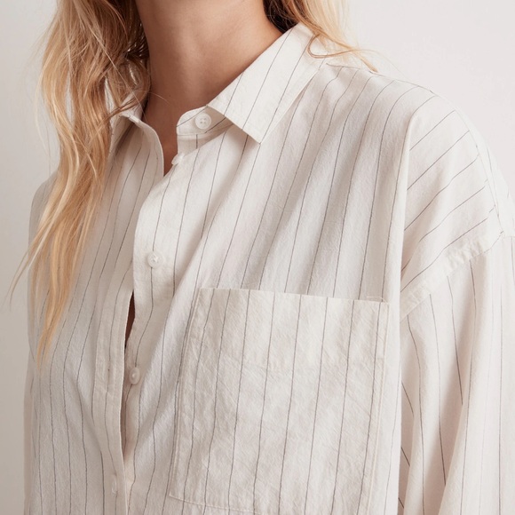 Madewell Signature Poplin Oversized Shirt in Stripe - Picture 2 of 9